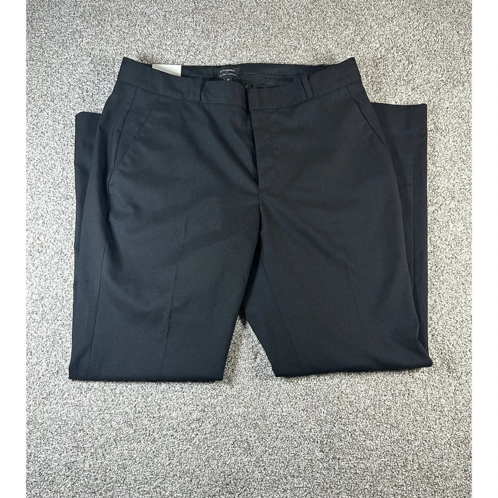 Banana Republic Ryan Fit Black Wool Blend Ankle Pants Womens 12‎ NWT Preppy